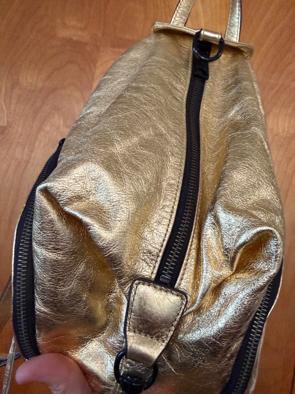 Rebecca Minkoff Metallic Gold Leather Backpack - Picture 11 of 11